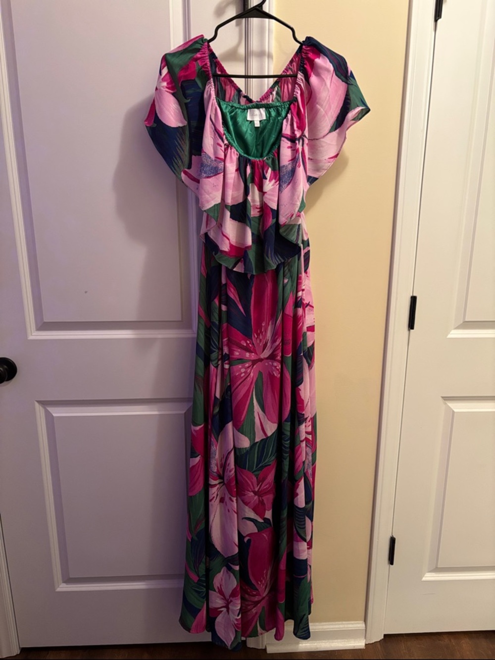 Sugarlips Pink and Green Floral Maxi Dress